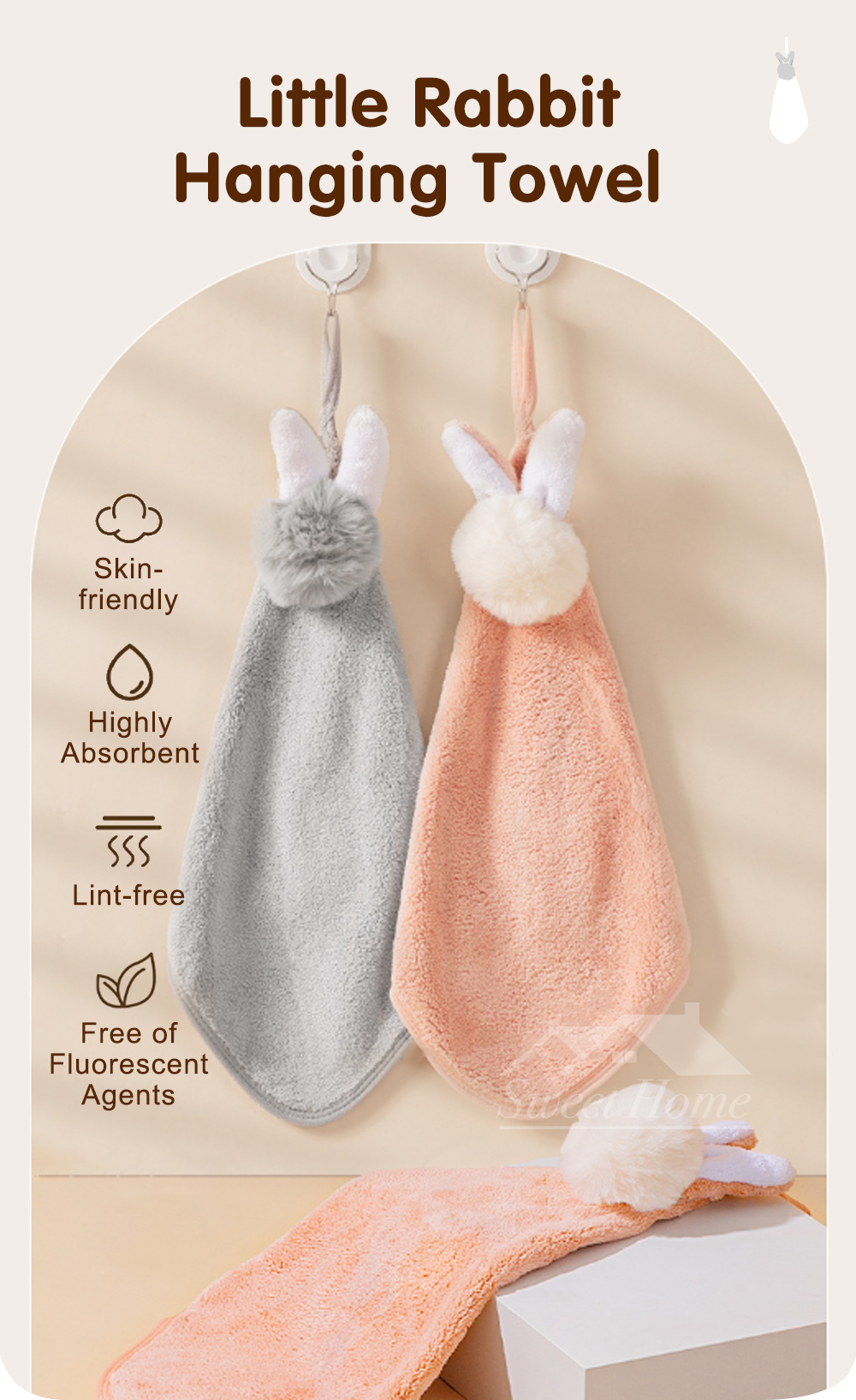 Mix Colour Little Rabbit Hanging Towel-1